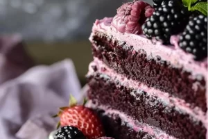 Bourbon Chocolate Cake with Blackberry Buttercream