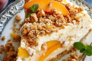 Bourbon Peach Streusel Cheesecake