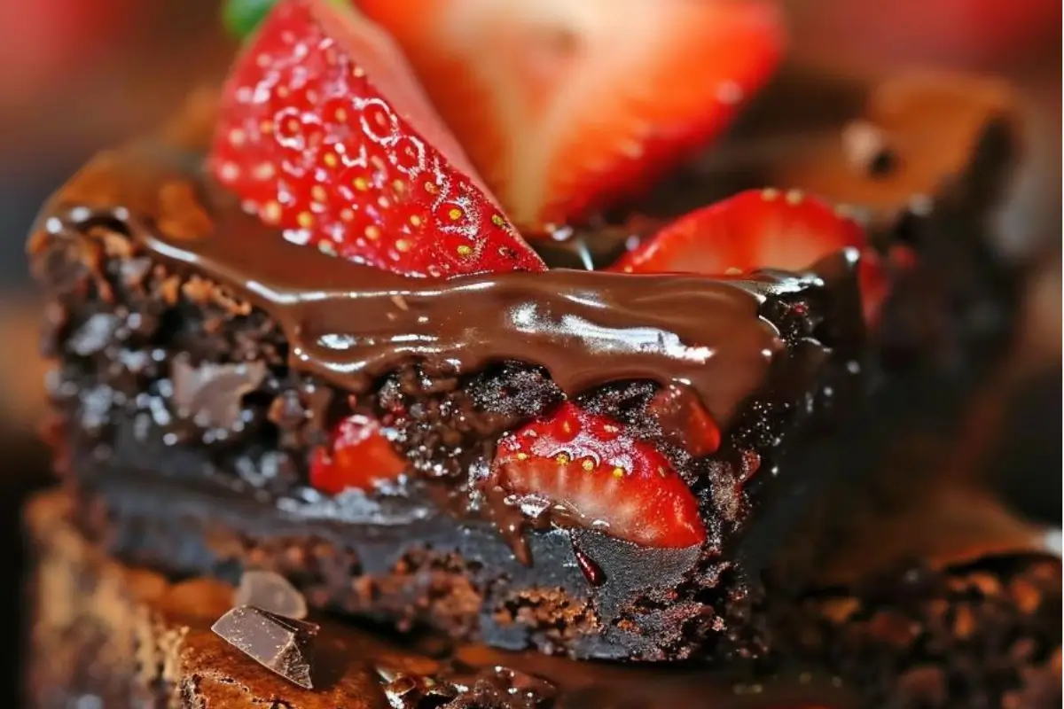 Chocolate Dipped Strawberry Brownies