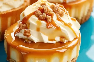Mini Cheesecakes with Caramel Sauce