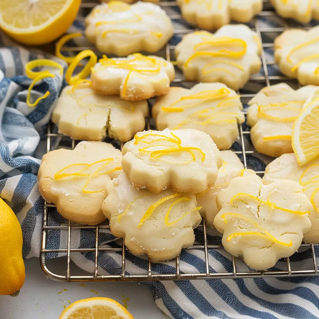 Lemon Shortbread Cookies with Lemon Glaze