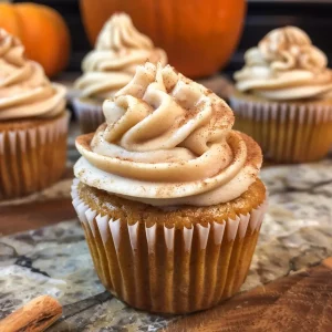 Pumpkin Cupcakes with Cinnamon Cream Cheese Frosting