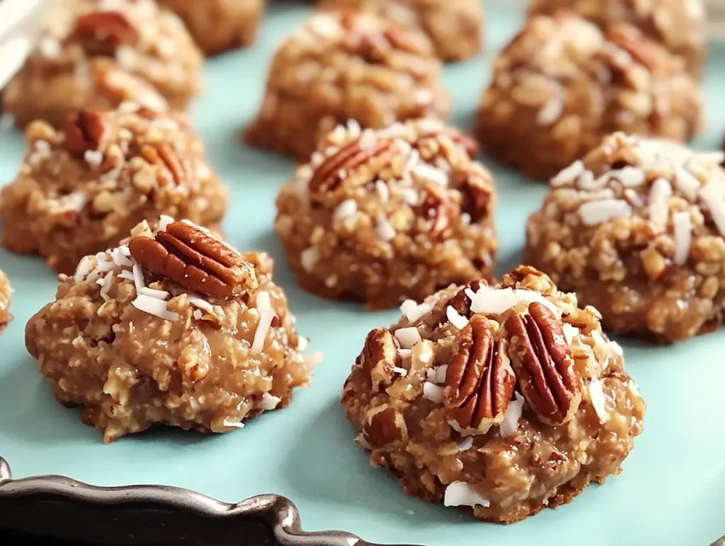 No-Bake Pecan Coconut Praline Cookies