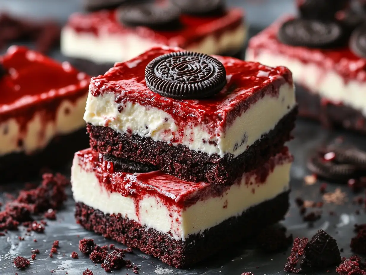 Red Velvet Oreo Cheesecake Bars