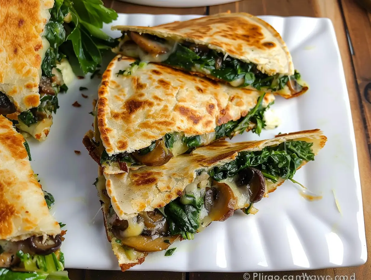 Baked Spinach Mushroom Quesadillas Recipe