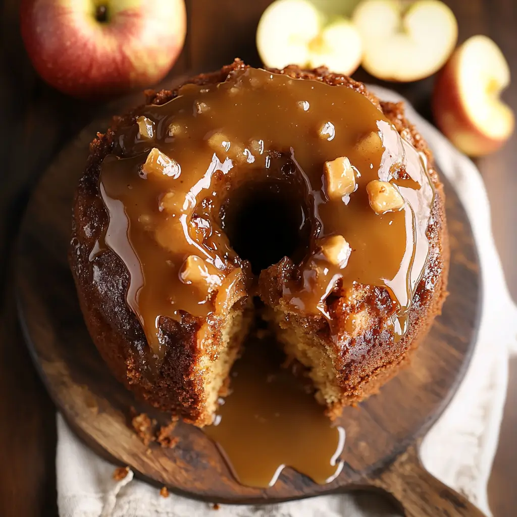 Apple Cider Donut Cake with Salted Caramel
