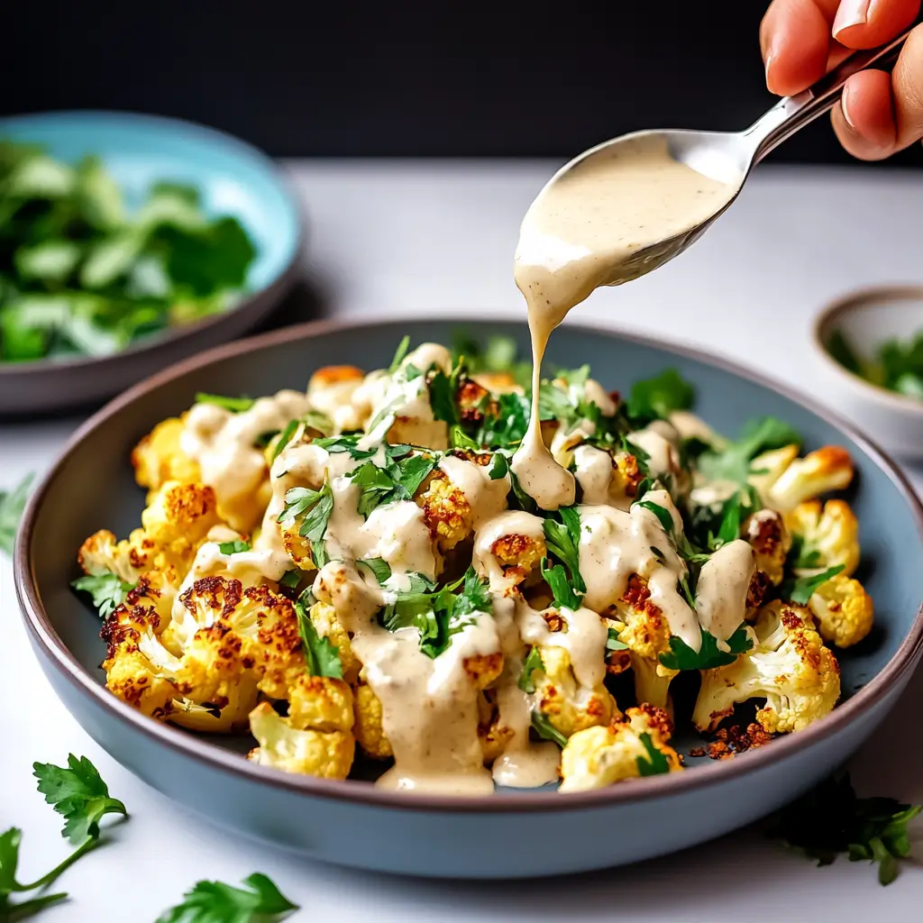 Lebanese Roasted Cauliflower with Tahini Sauce