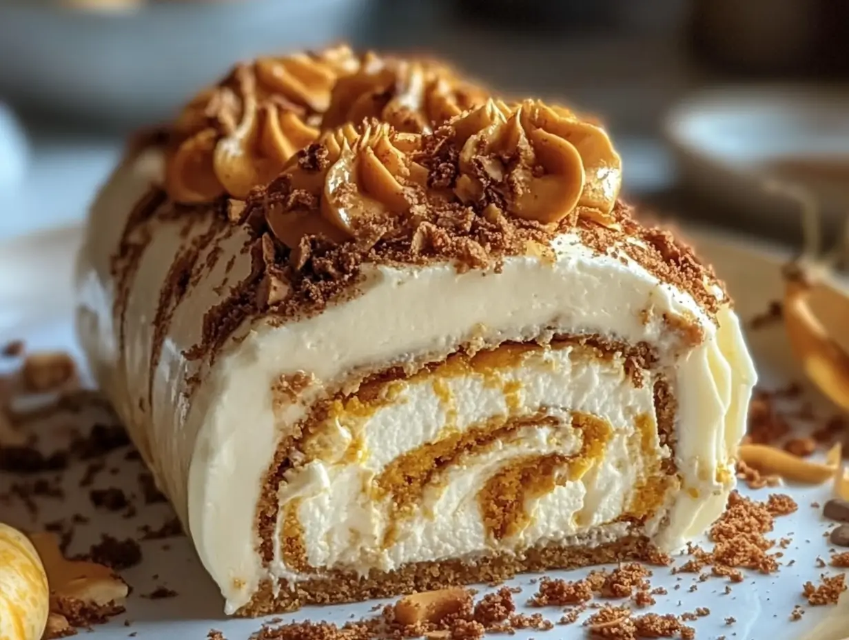 Pumpkin Roll Cheesecake Cake