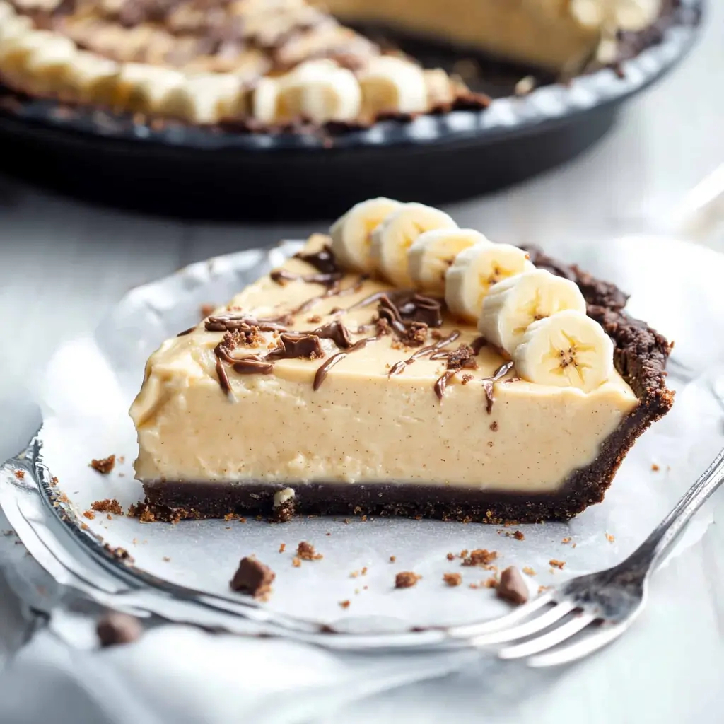 Peanut Butter Banana Cream Pie with a Chocolate Cookie Crust