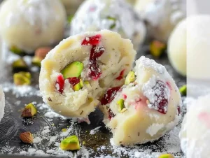 Cranberry Pistachio White Chocolate Truffles