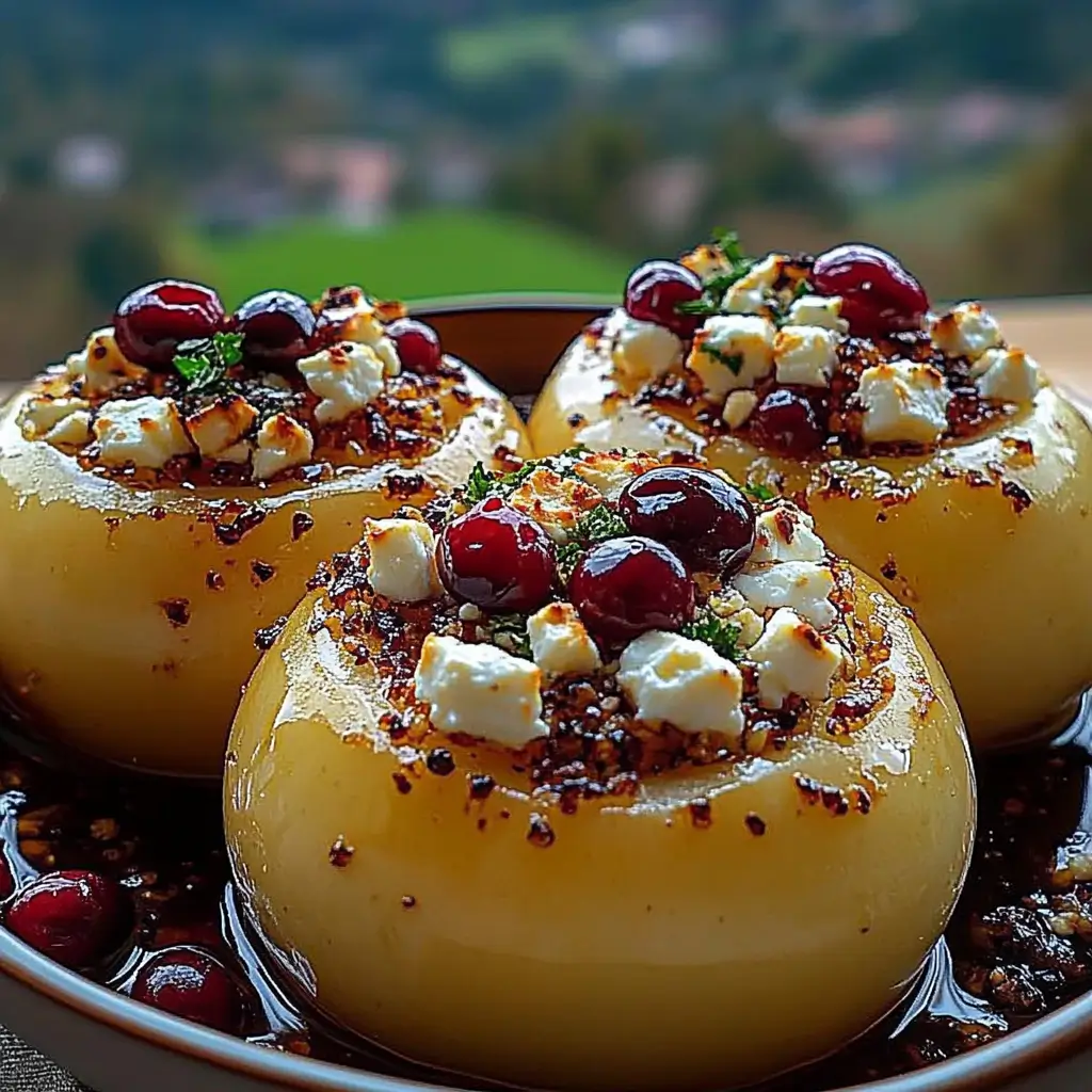 Baked Apples with Feta, Honey, and Cranberries