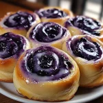 Blueberry Sweet Rolls with Flaky Pastry and Vanilla Glaze