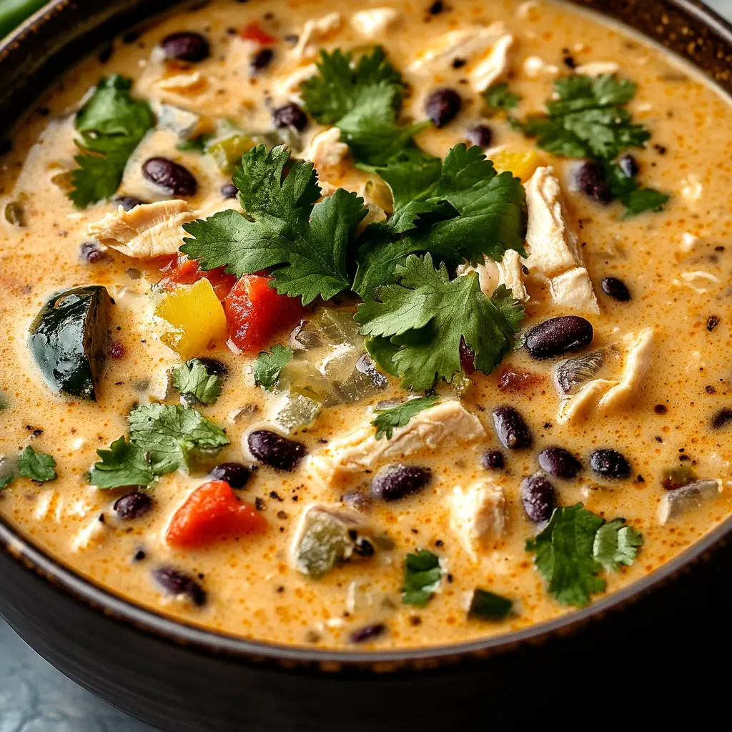 Chicken, Poblano, and Black Bean Soup