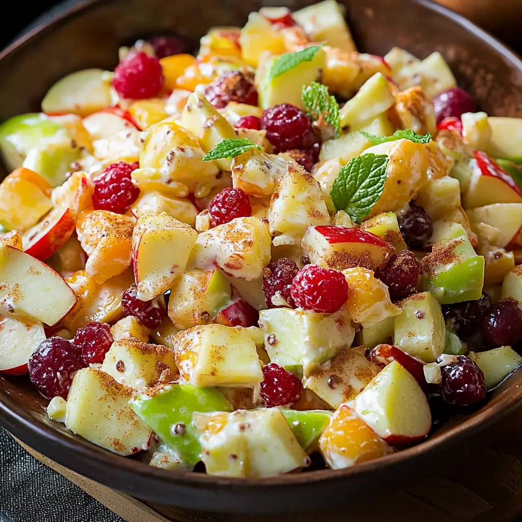 Creamy Cinnamon Apple and Walnut Fruit Salad