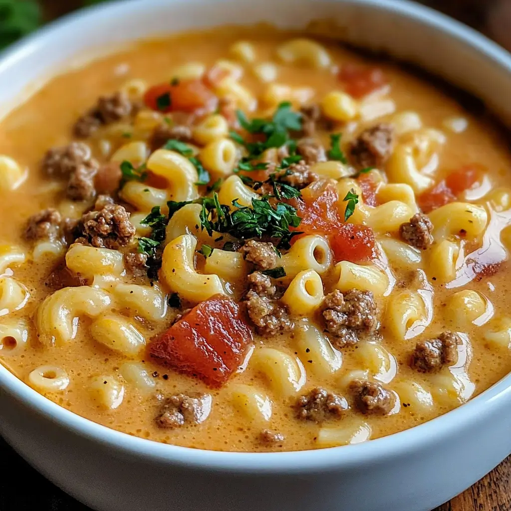 One-Pot Macaroni Cheeseburger Soup (No Velveeta!)