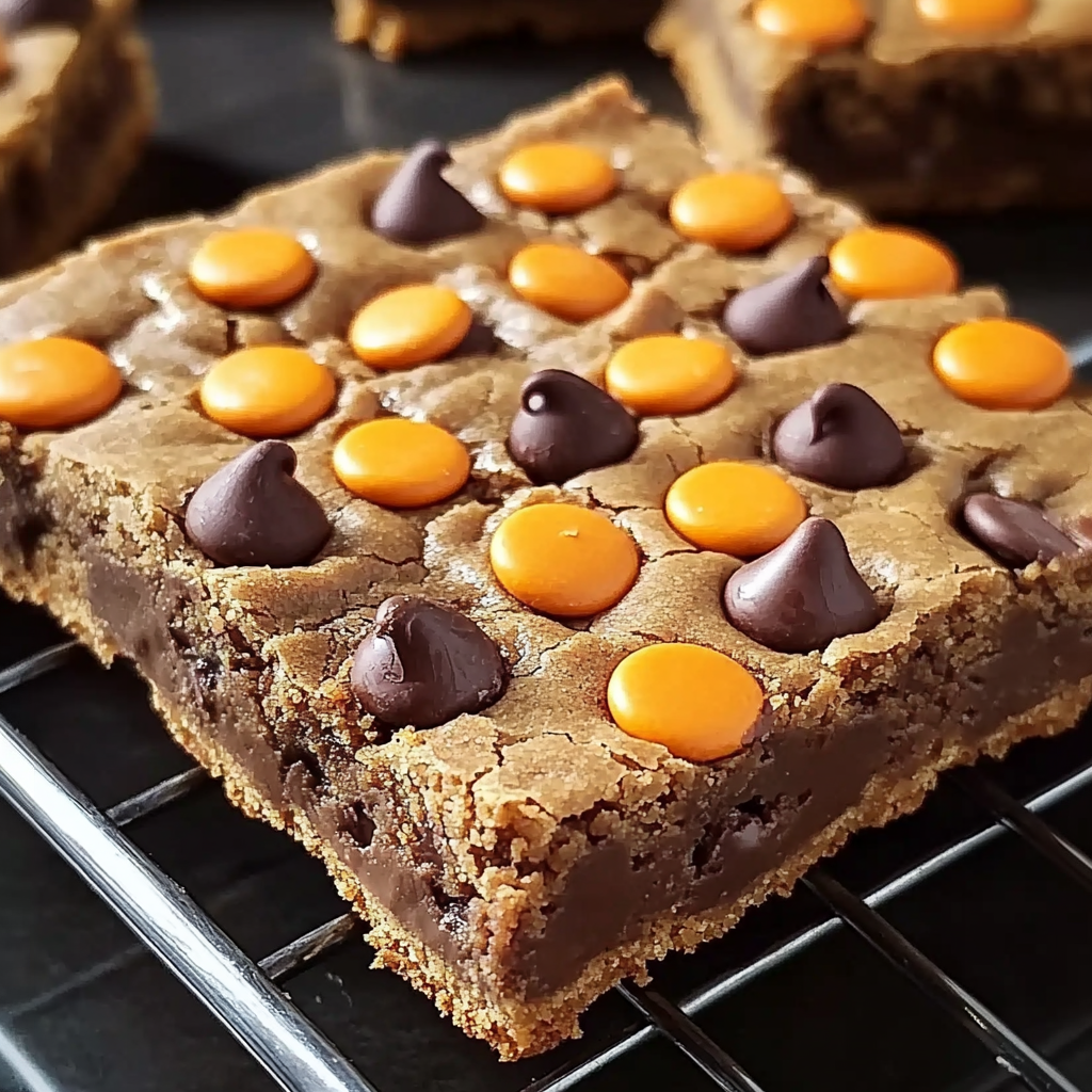 Reese’s Pieces Chocolate Chip Cookie Bars