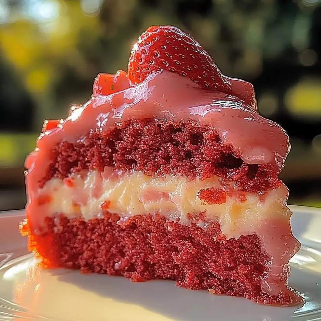 Strawberry Honeybun Cake with Strawberry Cream Icing