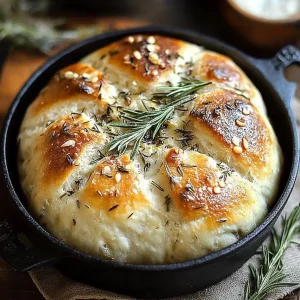 Rustic No Knead Rosemary Garlic Bread