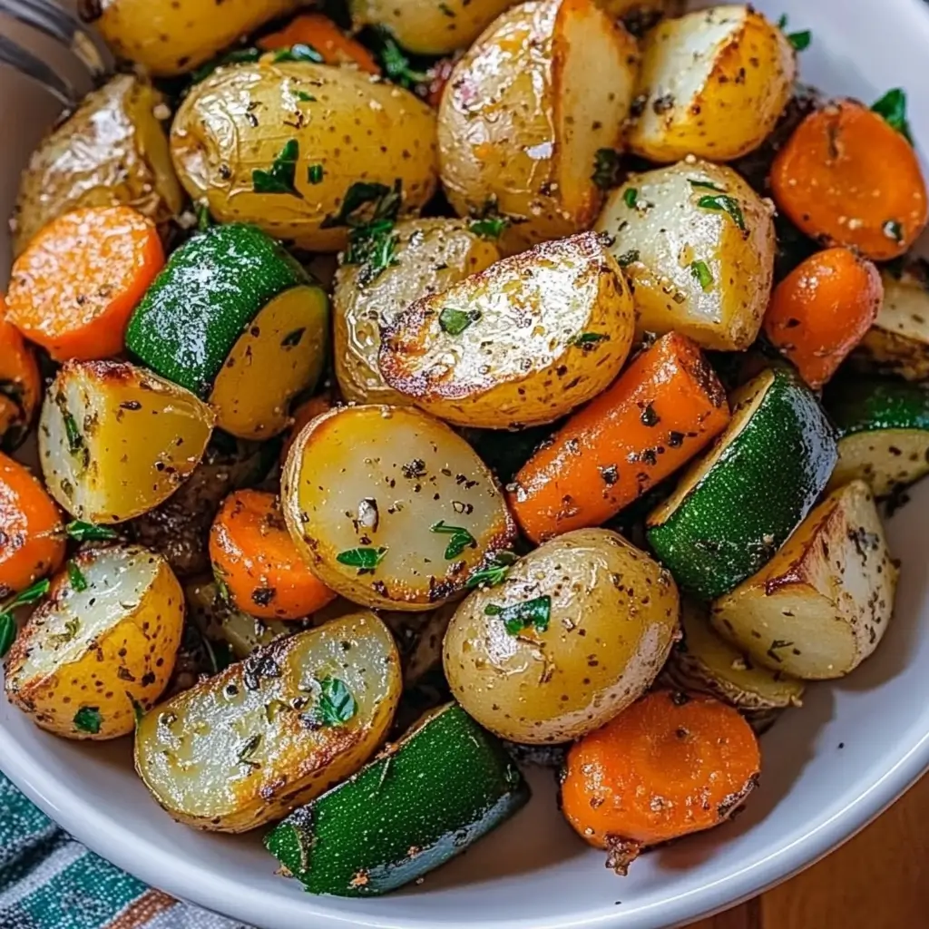 Garlic Herb Roasted Potatoes, Carrots, and Zucchini