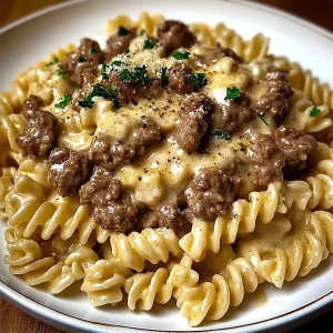 Beef and Rotini in Garlic Parmesan Sauce