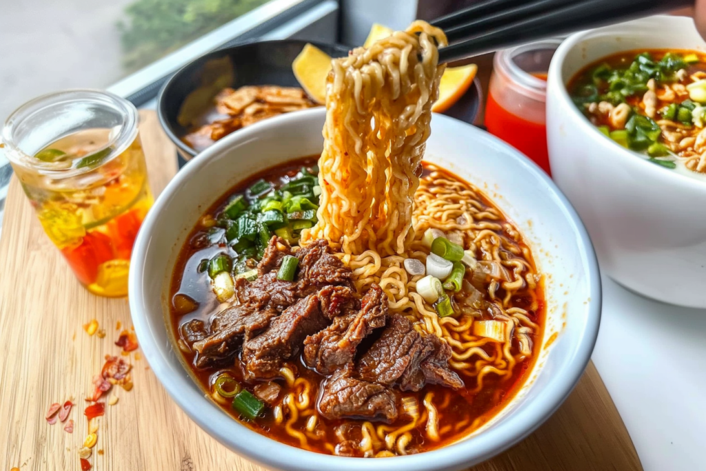 - Adjust the spice level by reducing or omitting arbol chiles. - Beef can be added directly to the consomé or served separately to customize each bowl. - Leftovers can be stored in the fridge for up to 3 days or frozen for up to 3 months. - Use high-quality ramen noodles for the best texture and flavor.