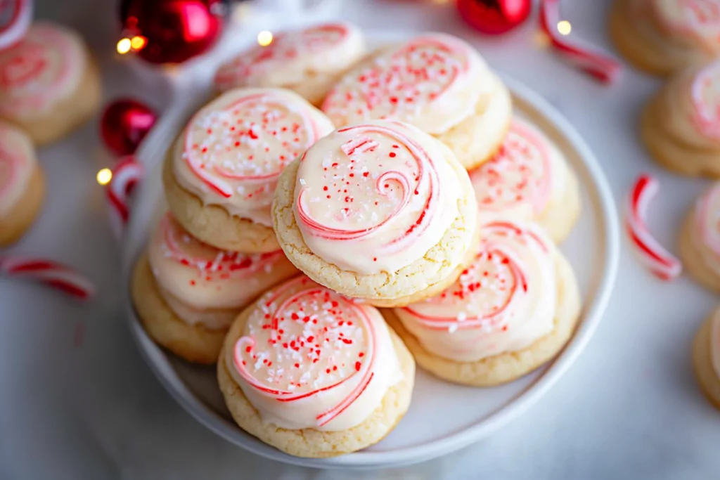 Candy Cane Frosted Cookies