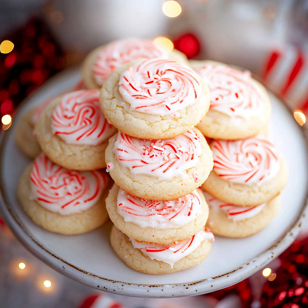 Candy Cane Frosted Cookies