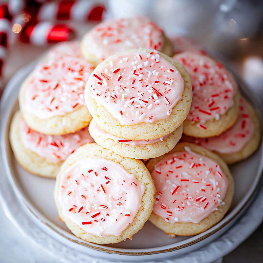 Candy Cane Frosted Cookies