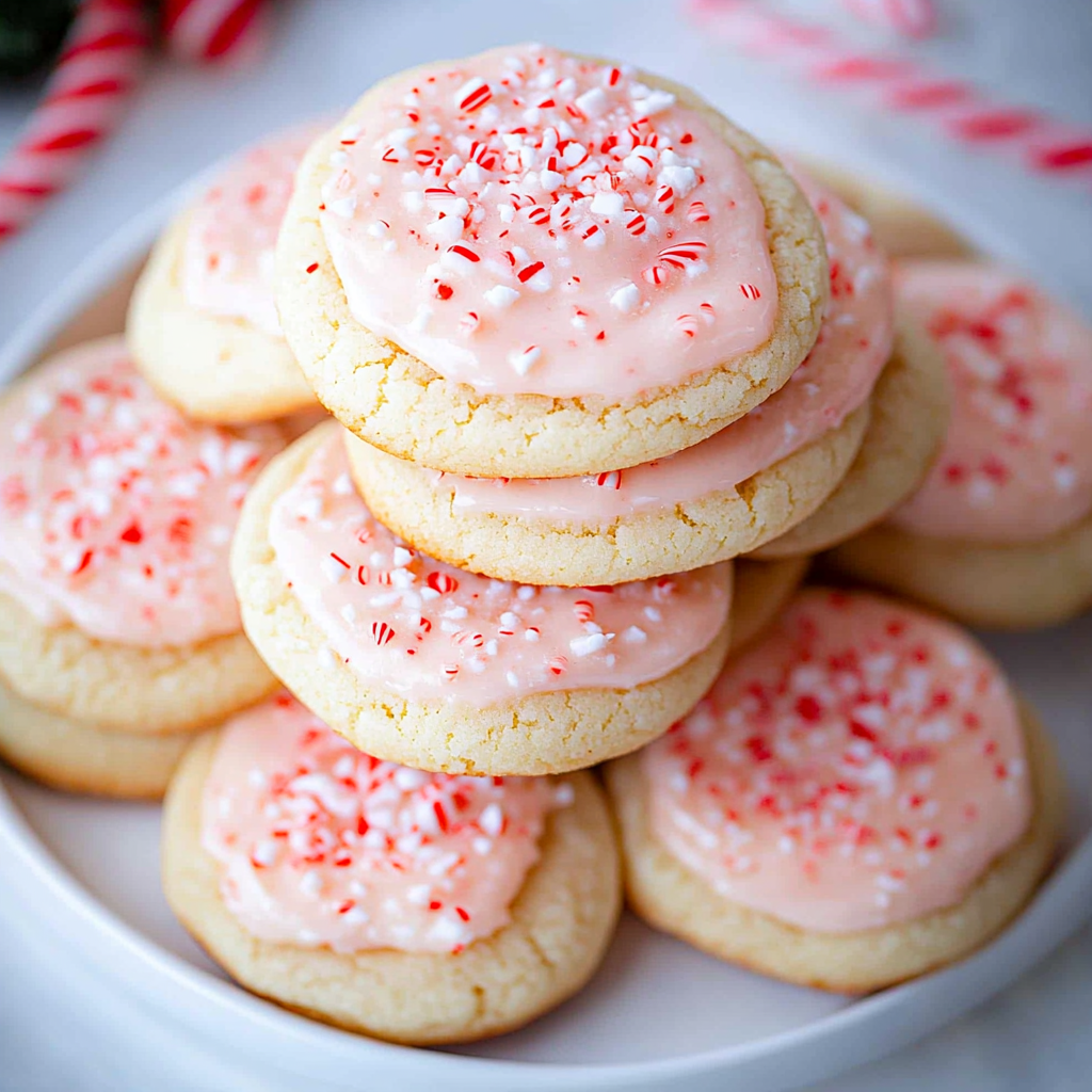 Candy Cane Frosted Cookies