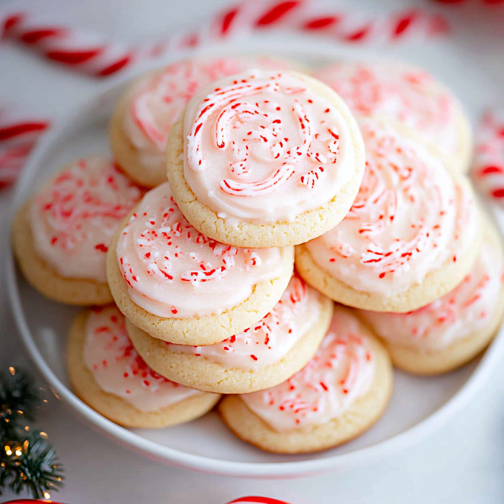 Candy Cane Frosted Cookies