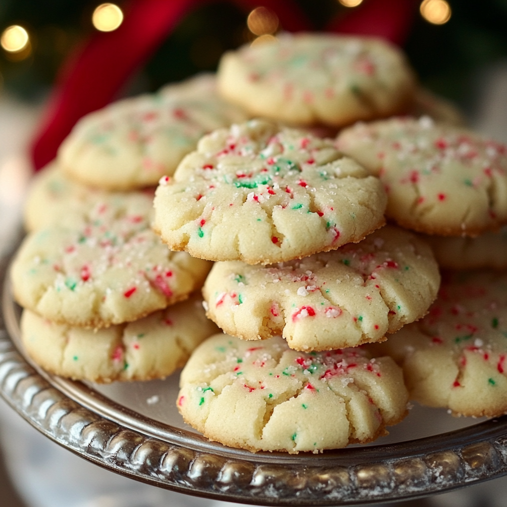 Candy Cane Whipped Shortbread Cookies