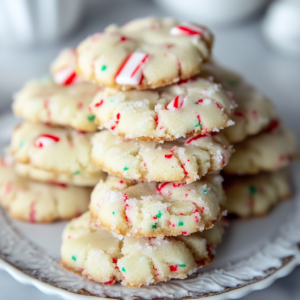 Candy Cane Whipped Shortbread Cookies