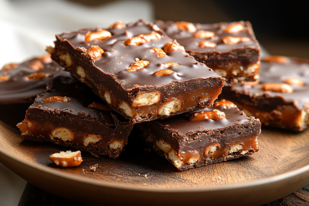 Chocolate Caramel Pretzel Bars