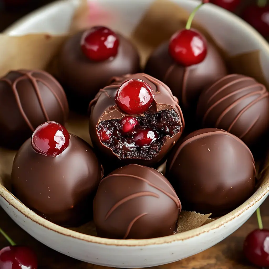 Chocolate Covered Cherry Brownie Bombs