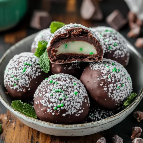 Chocolate Mint Truffle Snowball Cookies