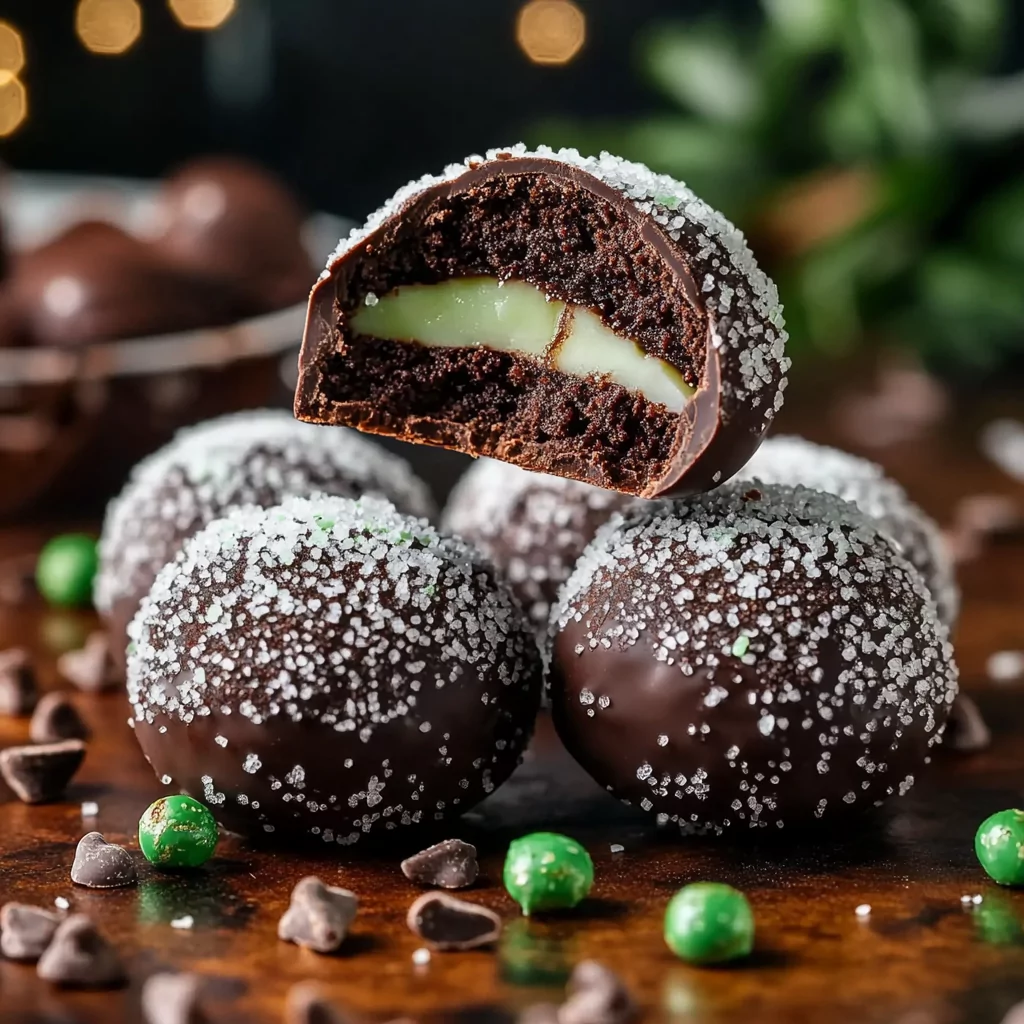 Chocolate Mint Truffle Snowball Cookies