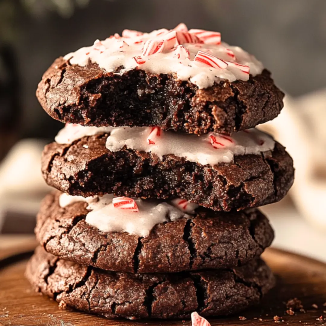 Chocolate Peppermint Crinkle Cookies