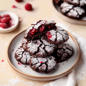 Chocolate Raspberry Crinkle Cookies