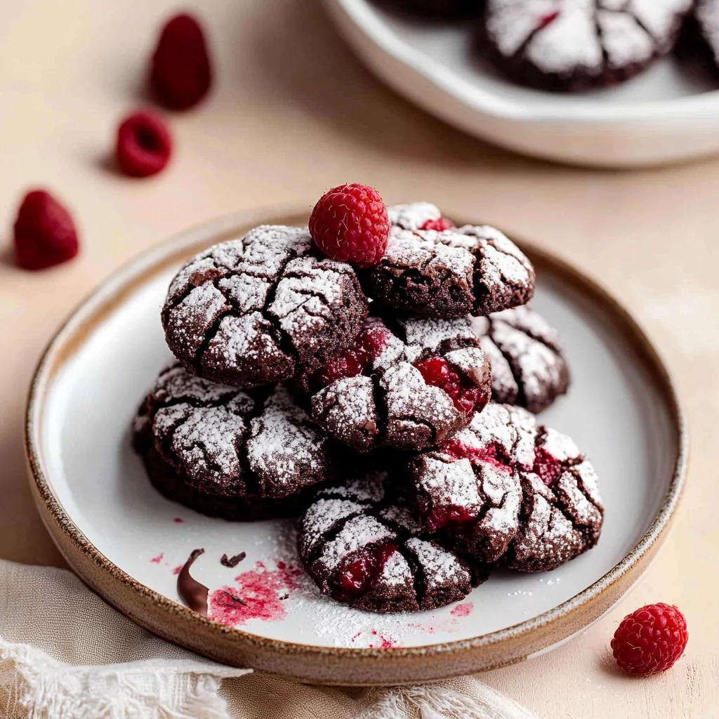 Chocolate Raspberry Crinkle Cookies 