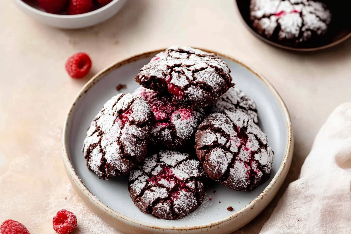 Chocolate Raspberry Crinkle Cookies