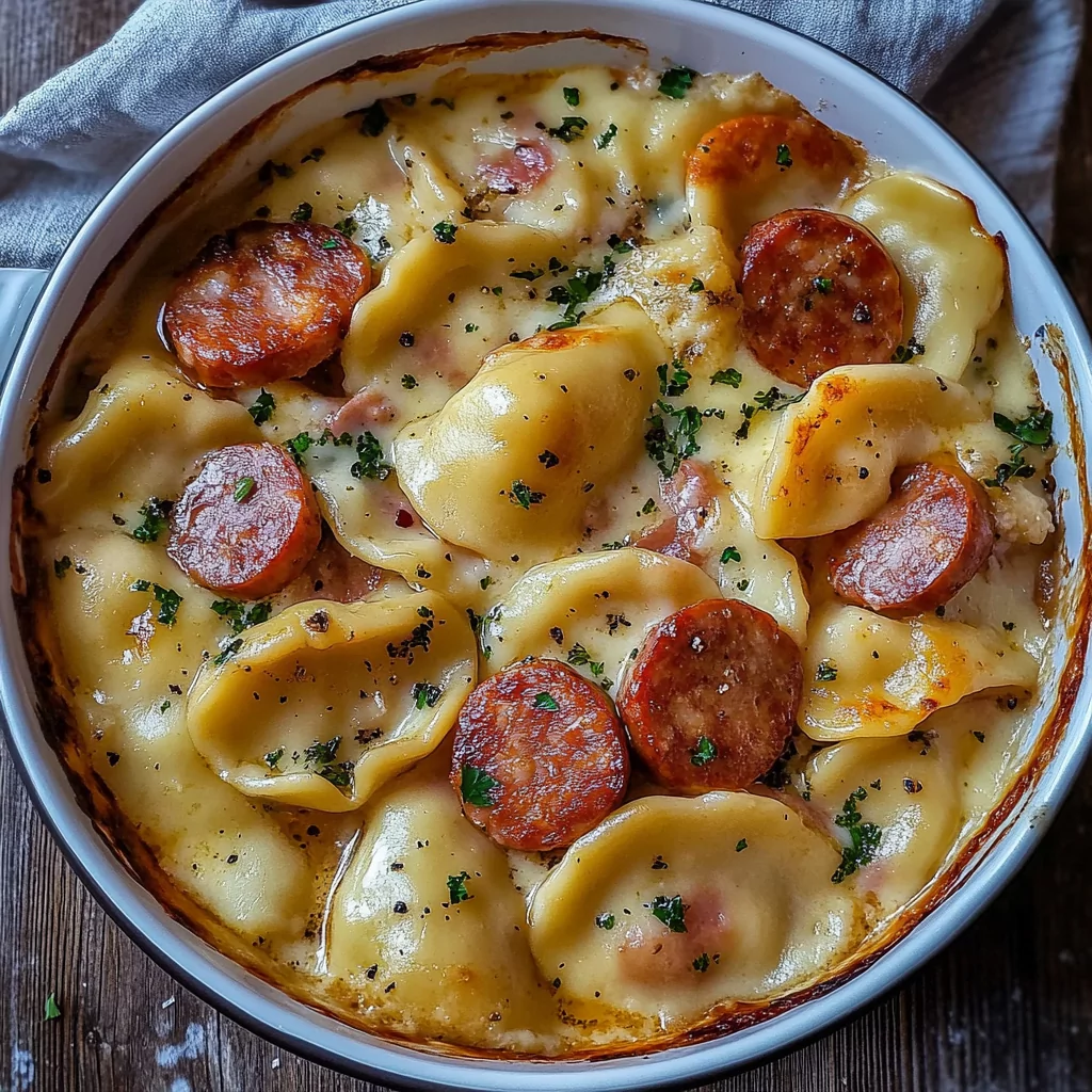 Crockpot Pierogi Casserole with Kielbasa