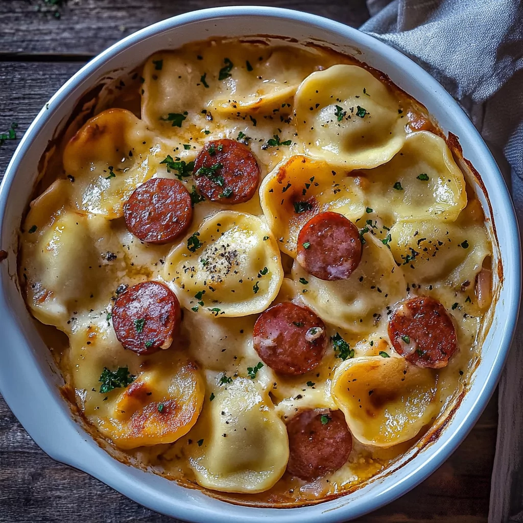 Crockpot Pierogi Casserole with Kielbasa