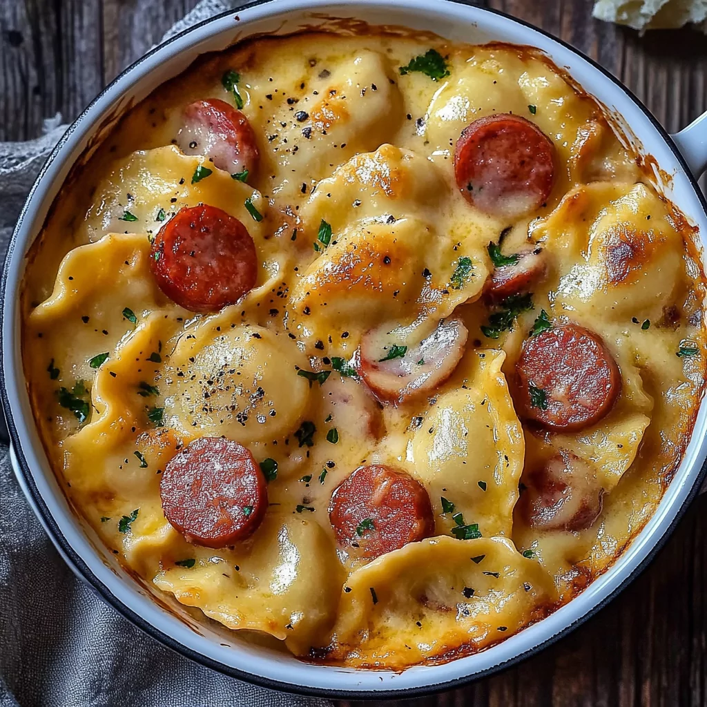 Crockpot Pierogi Casserole with Kielbasa