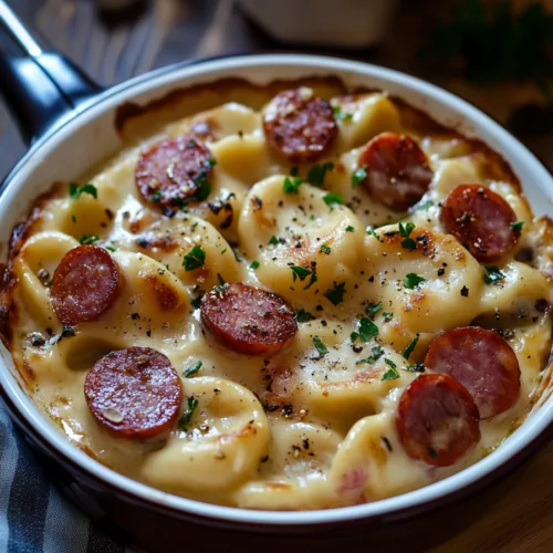 Crockpot Pierogi Casserole with Kielbasa