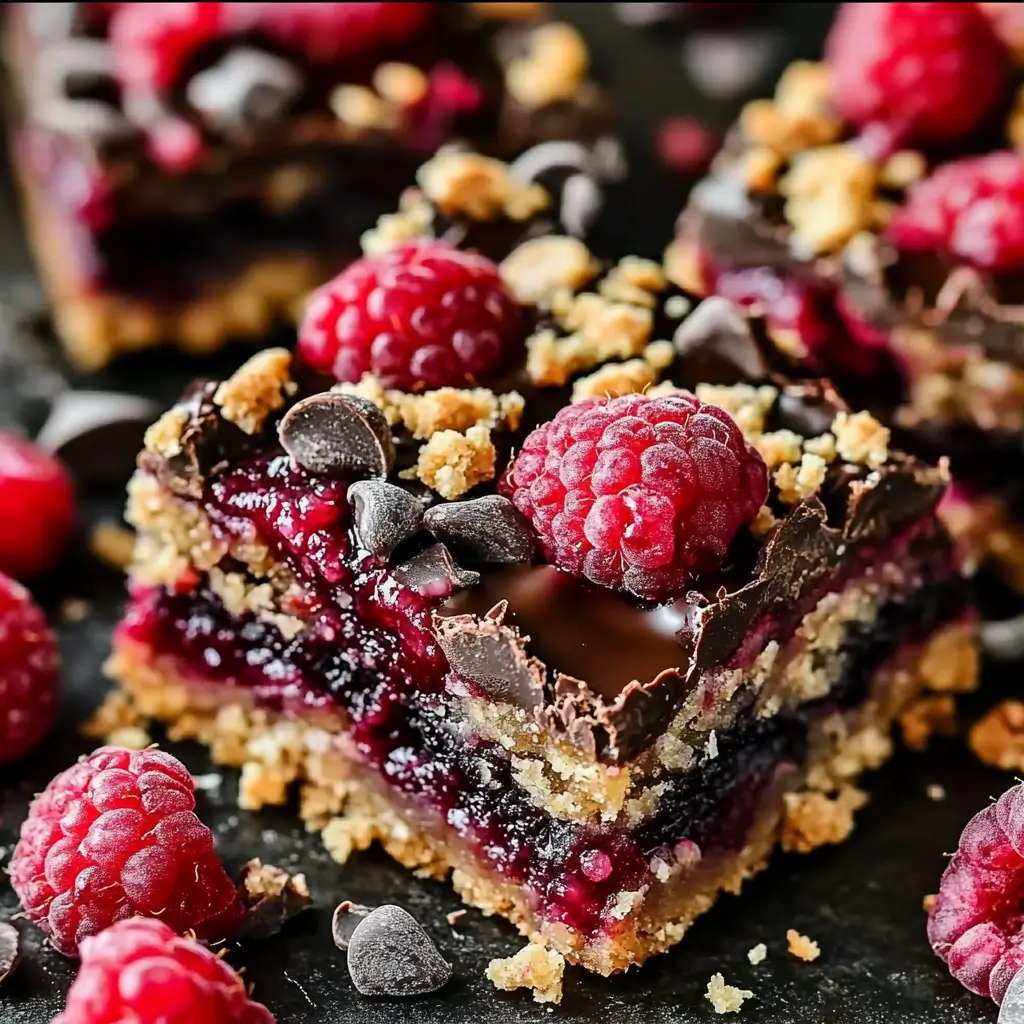 Dark Chocolate Raspberry Crumble Bars