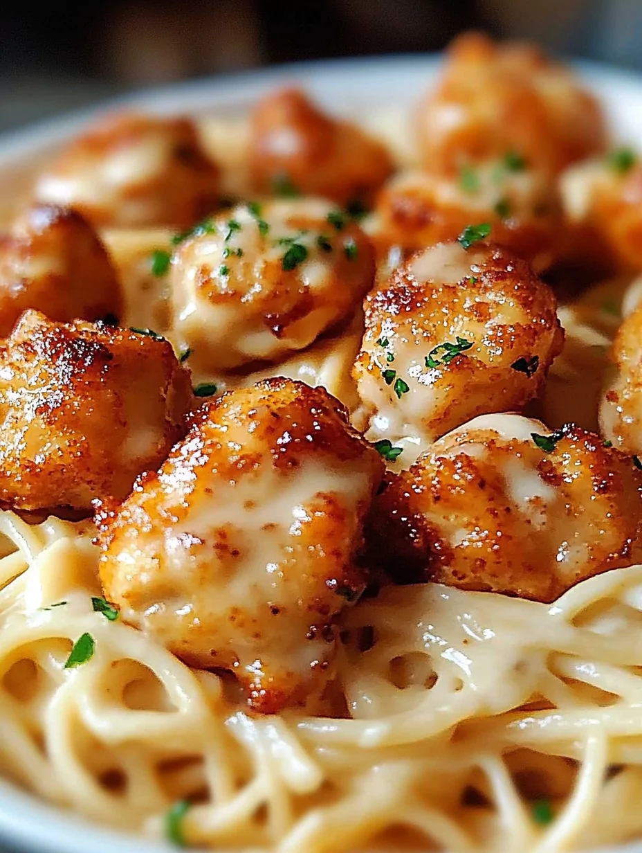 Garlic Butter Chicken Bites With Creamy Parmesan Pasta