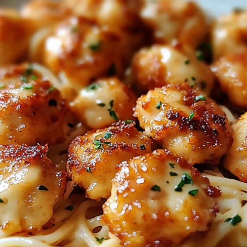 Garlic Butter Chicken Bites With Creamy Parmesan Pasta