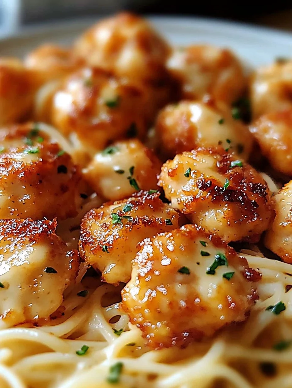 Garlic Butter Chicken Bites With Creamy Parmesan Pasta