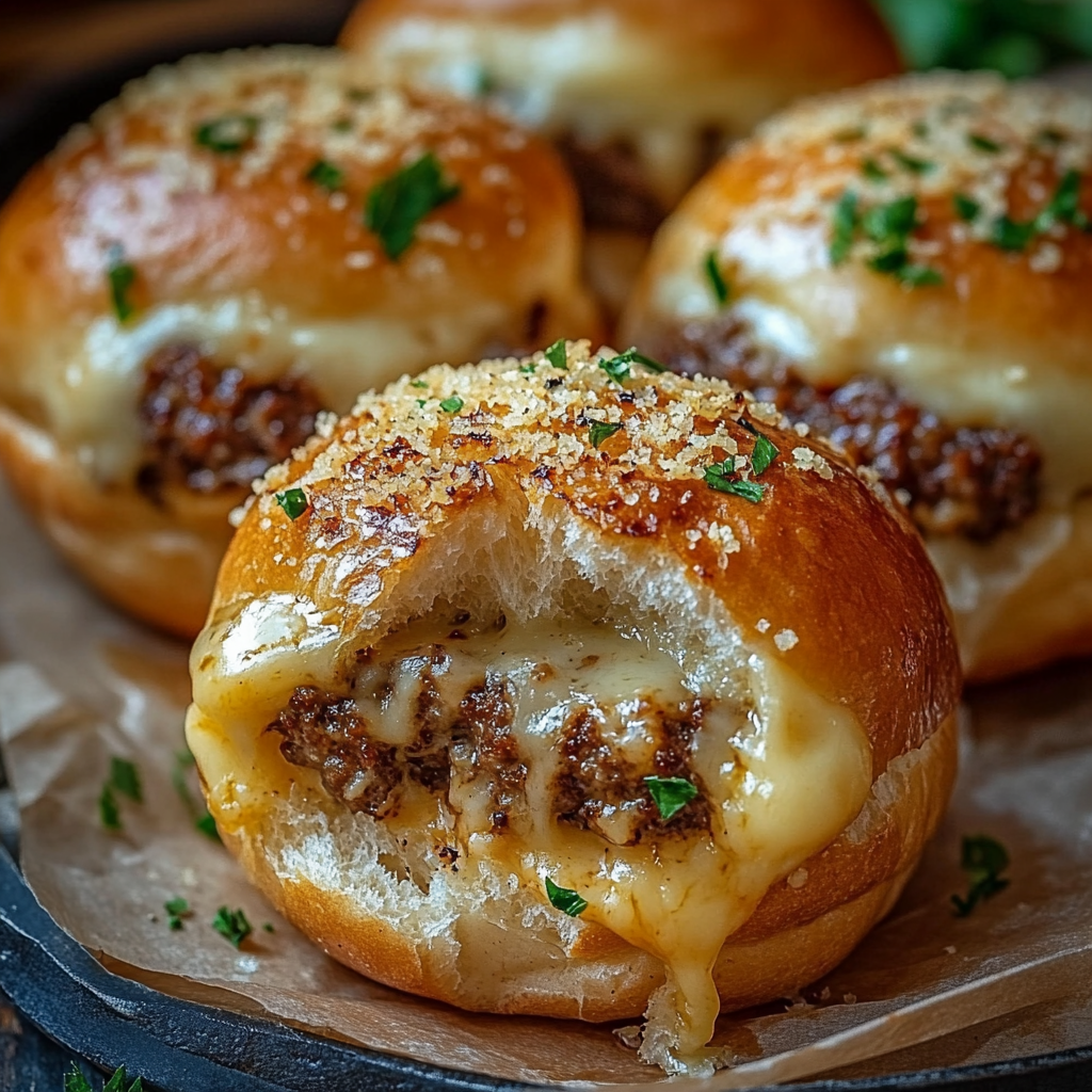 Garlic Parmesan Cheeseburger Bombs