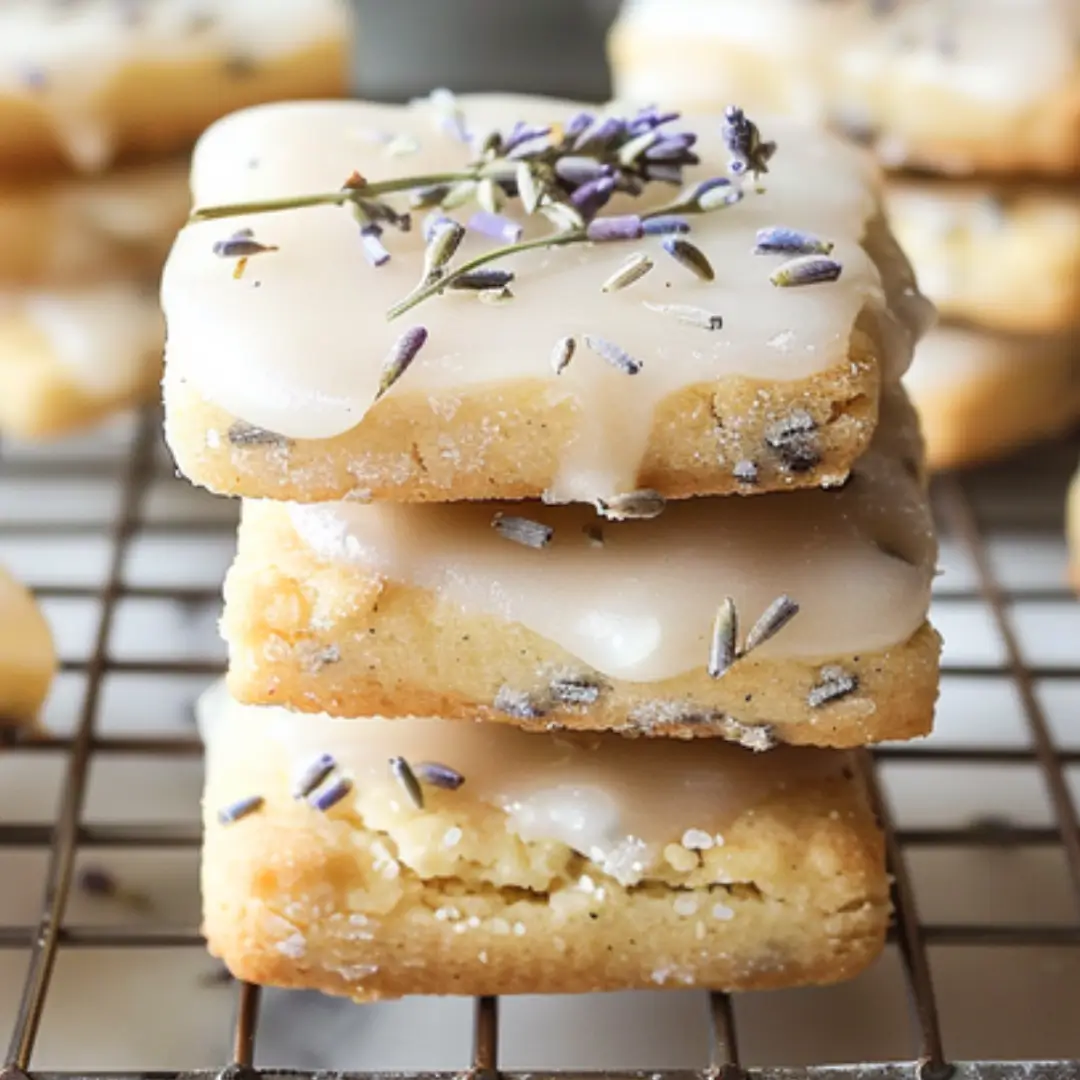 Iced Lemon Lavender Shortbread Cookies